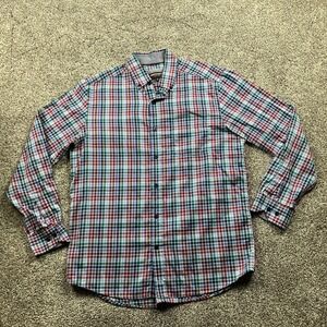 Johnston Murphy Shirt Adult Medium Plaid Check Button Down Preppy‎ Mens